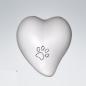Preview: Tierurne Herz Acryl Weiß - mit 1 großen Kristall-Pfote